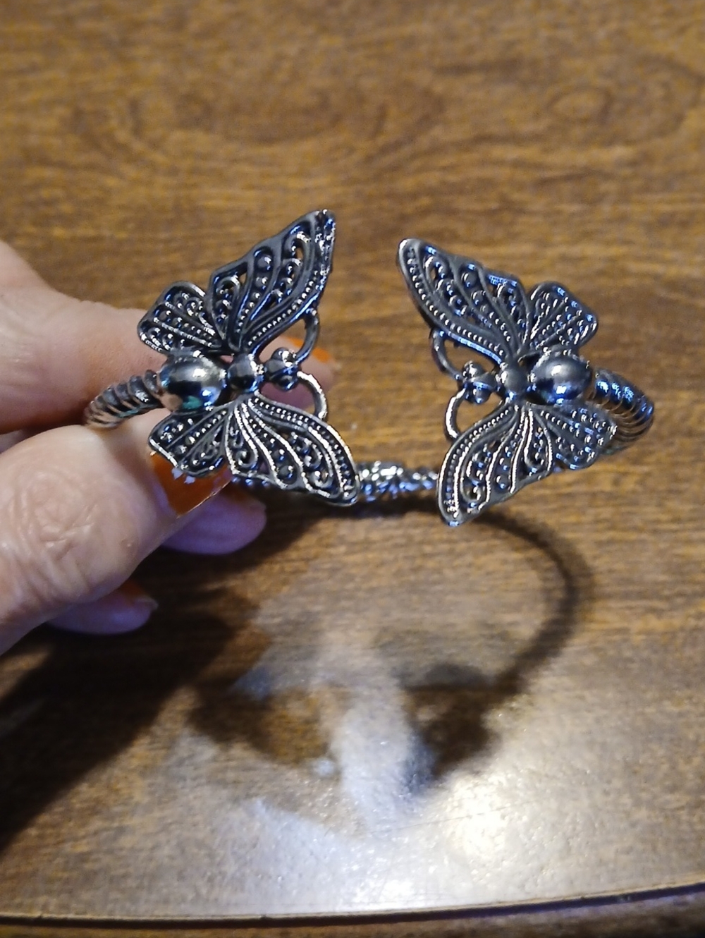 Silver Butterfly Open Cuff Bracelet